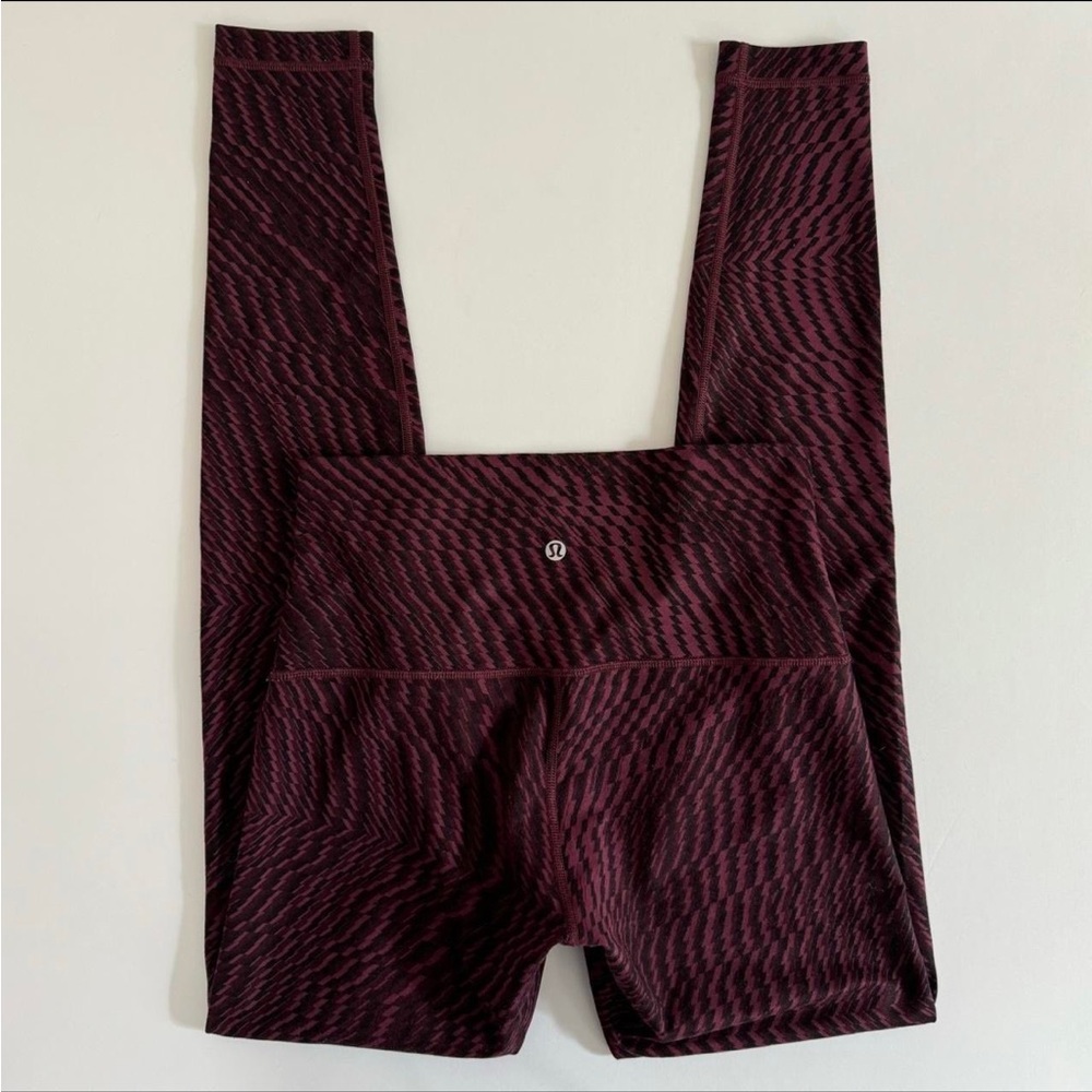 lululemon wunder under high rise maroon printed leggings